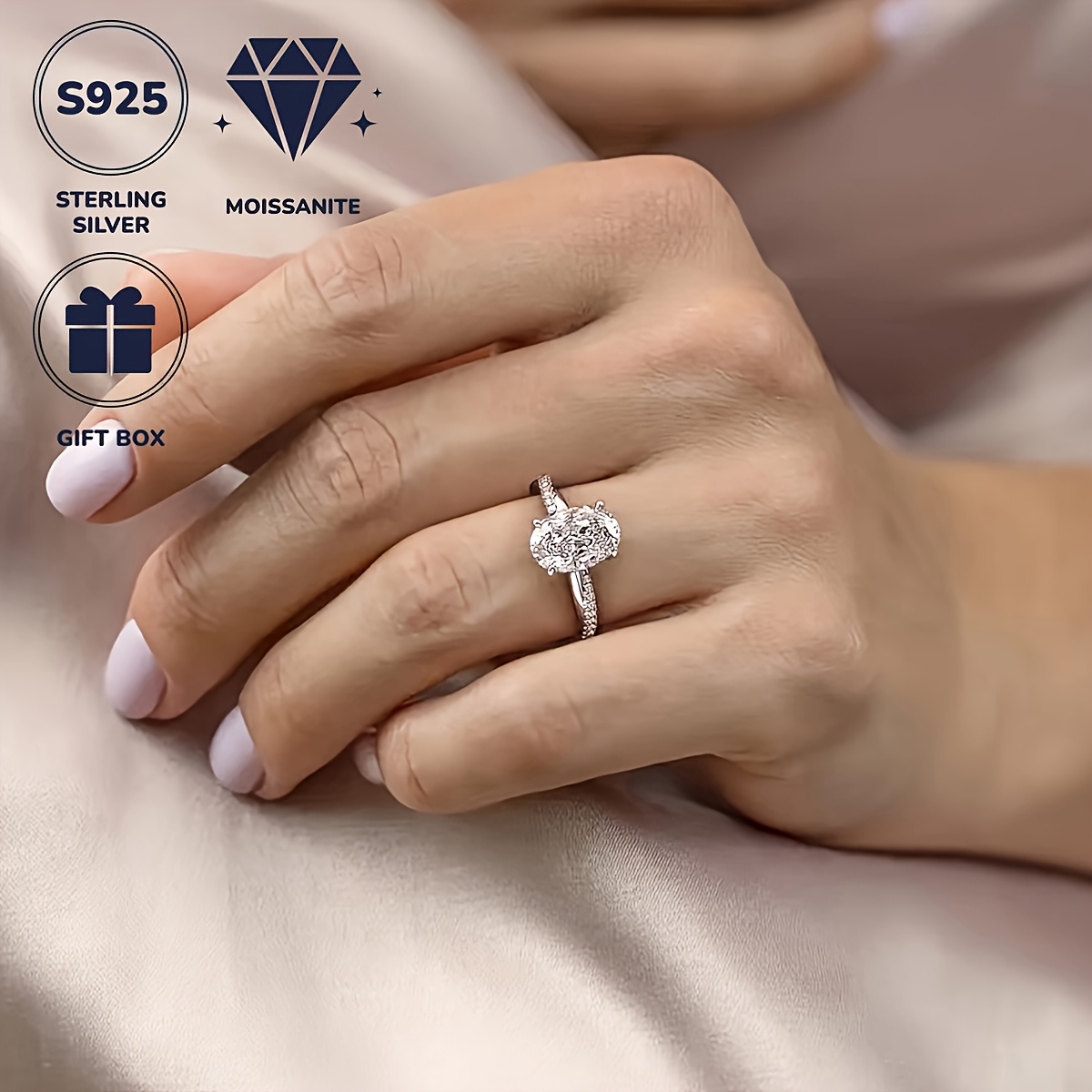 Women's 925 Sterling Silver Moissanite Infinity Cross Ring, 2Ct